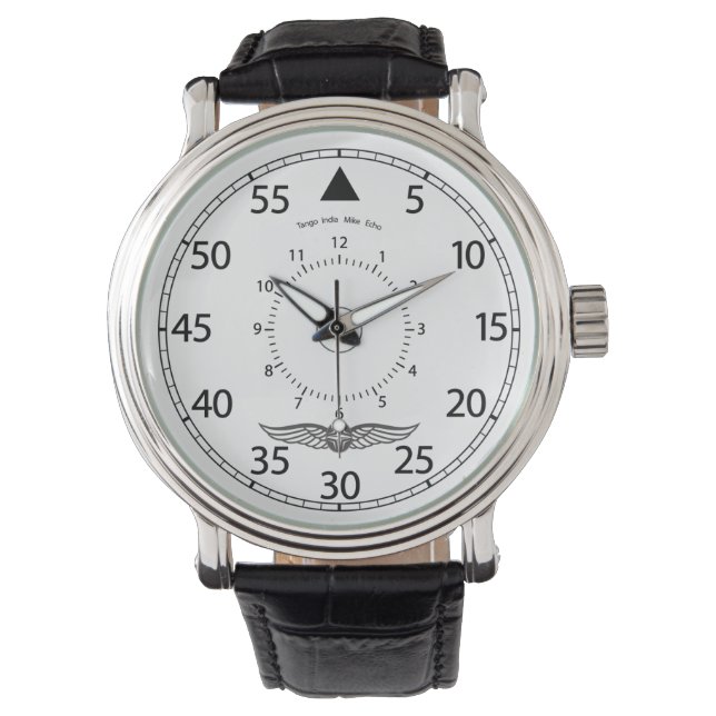 Luchtvaartmaatschappij, White Tango India Echo Mik Horloge (Voorkant)