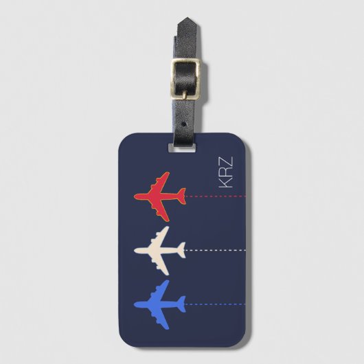 Luchtvaartmaatschappijen met drie vliegtuigen bagagelabel (Voorkant (verticaal))