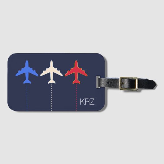 Luchtvaartmaatschappijen met drie vliegtuigen bagagelabel (Voorkant (horizontaal))