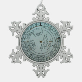 Luchtvaartnavigatieboek Tin Sneeuwvlok Ornament