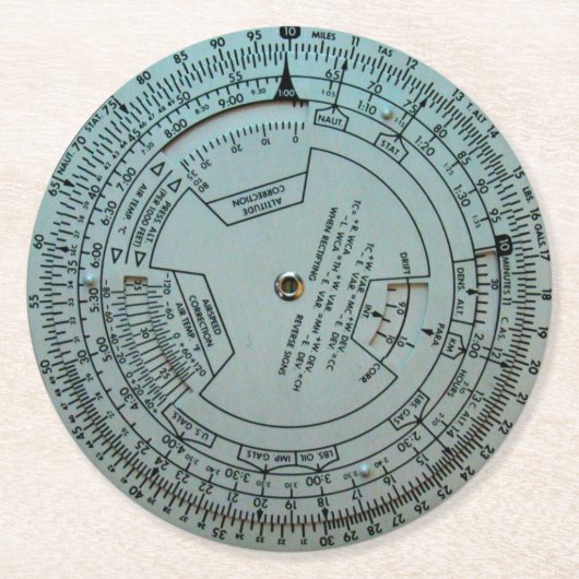 Luchtvaartnavigatiecomputer Ronde Kartonnen Onderzetter (Voorkant)
