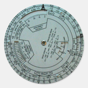 Luchtvaartnavigatiecomputer Ronde Sticker
