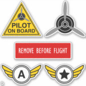 Luchtvaartpakket met 5 stickers voor piloten (Voorkant)