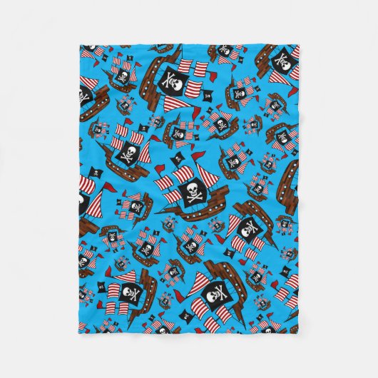 Luchtvaartpatroon blauwe piraten fleece deken (Voorkant)