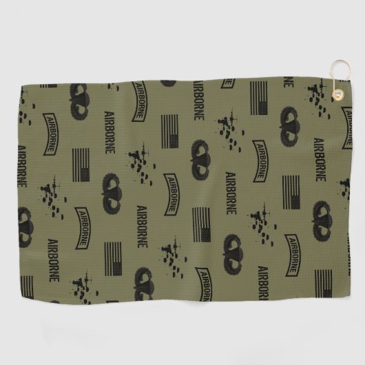 Luchtvaartpatroon (groen) golfhanddoek (Horizontaal)