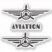 Luchtvaartpictogram Vliegtuig en typografiesymbool Sticker (Voorkant)