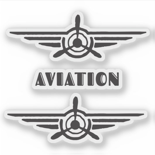 Luchtvaartpictogram Vliegtuig en typografiesymbool Sticker (Voorkant)