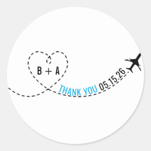 Luchtvaartroute Monogram Weddenschap Bedankt Ronde Sticker