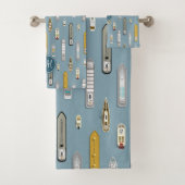 Luchtvaartschepen op de blauwe monogrammen van de  bad handdoek (Insitu)