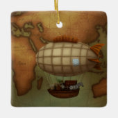 Luchtvaartschip dat over de oostkust van het halfr keramisch ornament (Voorkant)