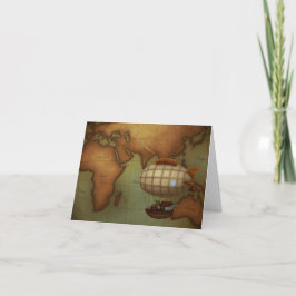 Luchtvaartschip dat over de oostkust van het halfr notitiekaartje