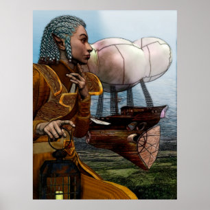 Luchtvaartschip Steampunk Science Fiction Art Poster