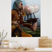 Luchtvaartschip Steampunk Science Fiction Art Poster (Keuken)