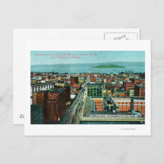 Luchtvaartschip Uitzicht van de Stad van het Gebou Briefkaart (Voorkant / Achterkant)