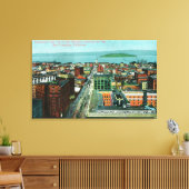 Luchtvaartschip Uitzicht van de Stad van het Gebou Canvas Afdruk (Insitu (Woonkamer))