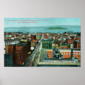 Luchtvaartschip Uitzicht van de Stad van het Gebou Poster (Voorkant)