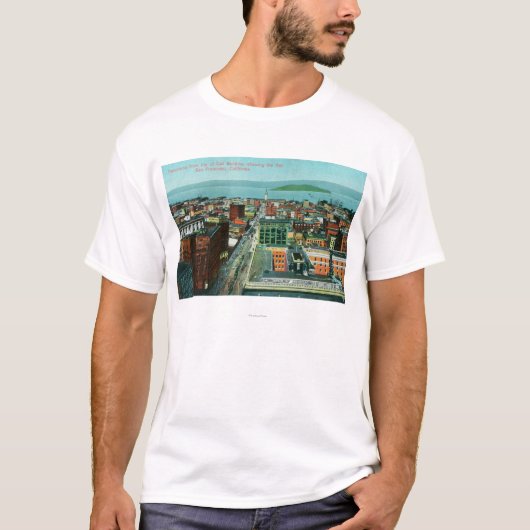 Luchtvaartschip Uitzicht van de Stad van het Gebou T-shirt (Voorkant)