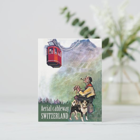 Luchtvaartskool, Zwitserland, vintage-reizen Briefkaart (Staand voorkant)