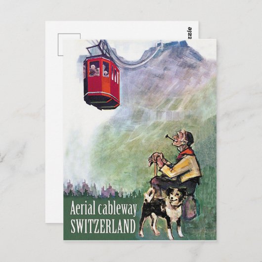 Luchtvaartskool, Zwitserland, vintage-reizen Briefkaart (Voorkant / Achterkant)