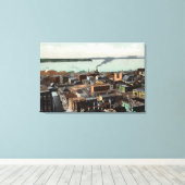 Luchtvaartstation van de stad en de haven canvas afdruk (Insitu (Houten vloer))