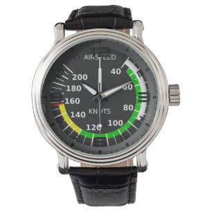 Luchtvaartthema Black Leather Watch Horloge