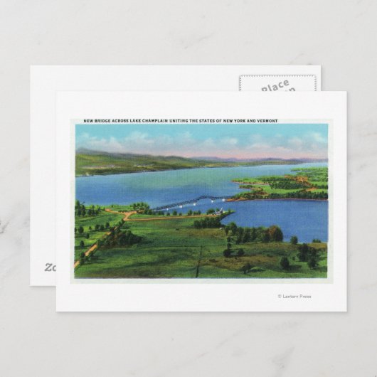 Luchtvaartuig Uitzicht van New Bridge met NY en VT Briefkaart (Voorkant / Achterkant)