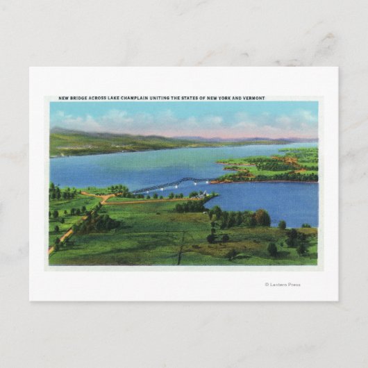 Luchtvaartuig Uitzicht van New Bridge met NY en VT Briefkaart (Voorkant)