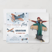 Luchtvaartuig Verjaardagsfoto Uitnodigingen (Voorkant)