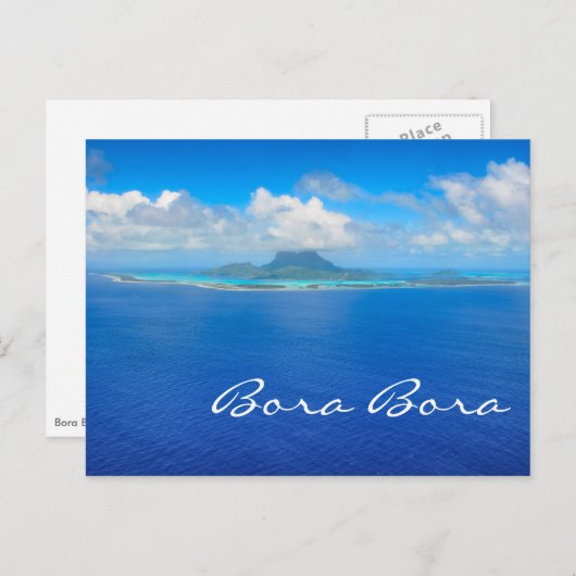 Luchtvaartuitzicht over Bora Bora text briefkaart (Voorkant / Achterkant)