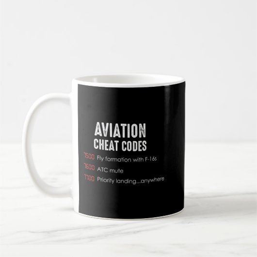 Luchtvaartvalscodes - Funny shirt voor piloten en Koffiemok (Links)