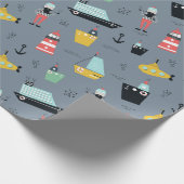 Luchtvaartvuurtorschip zilorman grijs cadeaupapier (Hoek)