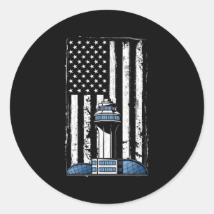 Luchtverkeersleider VS Vlag Vliegtuig Luchtvaart Ronde Sticker