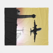 Luchtverkeersleidingtoren en -vlak fleece deken (Voorkant (Horizontaal))