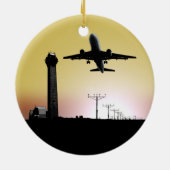 Luchtverkeersleidingtoren en -vlak keramisch ornament (Achterkant)