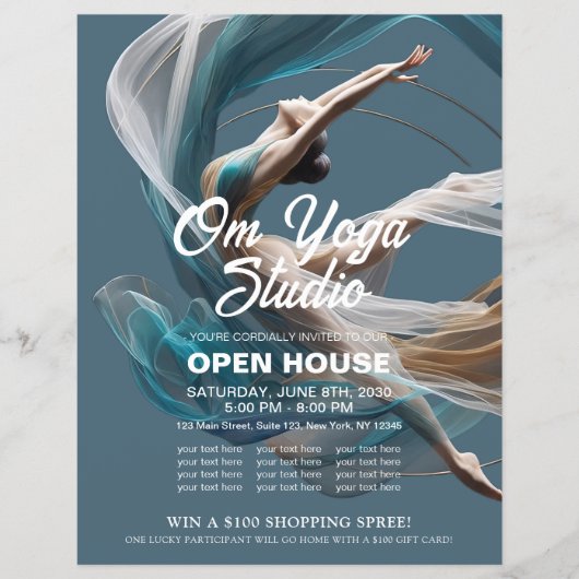 Luchtvliegen Air Yoga Instructeur Pilates Fitness Flyer (Voorkant)