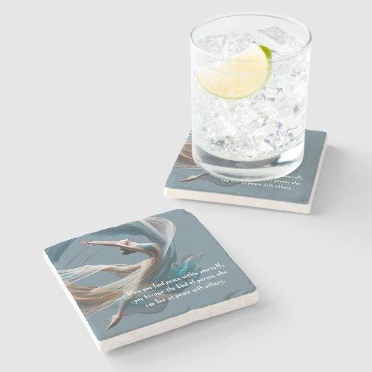 Luchtvliegen Air Yoga Instructeur Pilates Fitness Stenen Onderzetter (Zijkant)