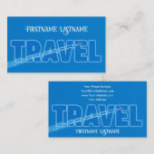 Luchtvliegtuig met reisagent tegen blauw vliegtuig visitekaartje (Voorkant / Achterkant)
