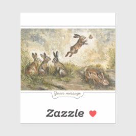 Luchtwaartse Pluizenweide Haas Whimsy Konijnenfami Sticker