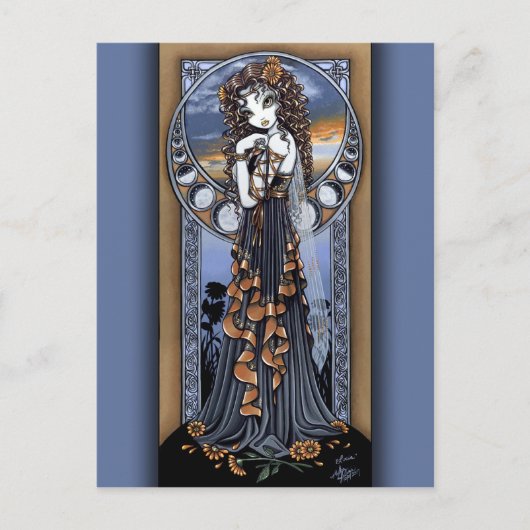 "Lucia" Gothic Flower Moon Fairy Art Briefkaart (Voorkant)