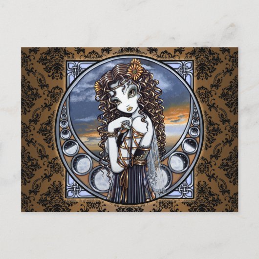 "Lucia" Gothic Flower Moon Fairy Art Briefkaart (Voorkant)