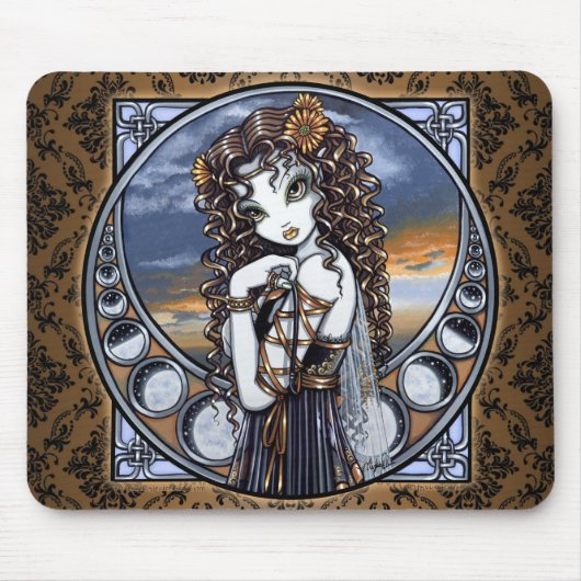 "Lucia" Gothic Flower Moon Fairy Art Mousepad Muismat (Voorkant)
