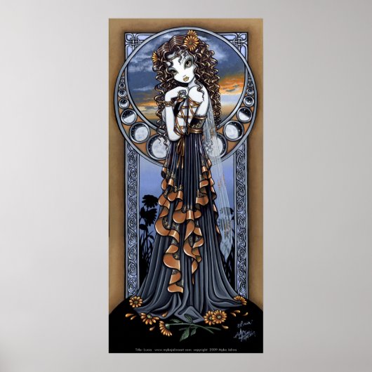 "Lucia" Gothic Flower Moon Fairy Art Poster (Voorkant)