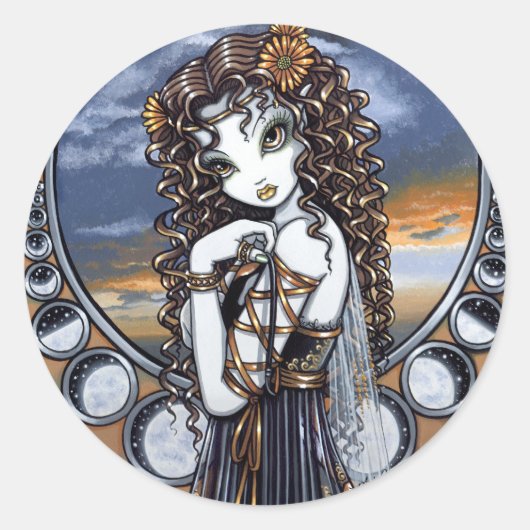 "Lucia" Gothic Flower Moon Fairy Art Stickers (Voorkant)