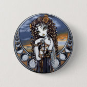"Lucia" Gothic Flower Moon Fairy Pinback Button (Voorkant)