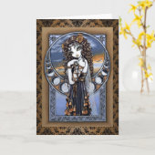 "Lucia" Gotische Flower Moon Fairy Art Wenskaart Kaart (Gele Bloem)