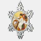 Lucia Rides the Jul Goat Tin Sneeuwvlok Ornament (Rechts)