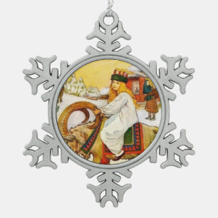Lucia Rides the Jul Goat Tin Sneeuwvlok Ornament