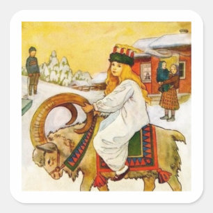 Lucia Rides the Jul Goat Vierkante Sticker