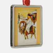 Lucia Riding a Kerstgeit Metalen Ornament (Rechts)