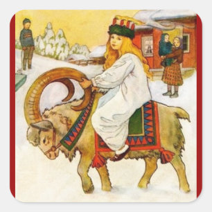 Lucia Riding a Kerstgeit Vierkante Sticker